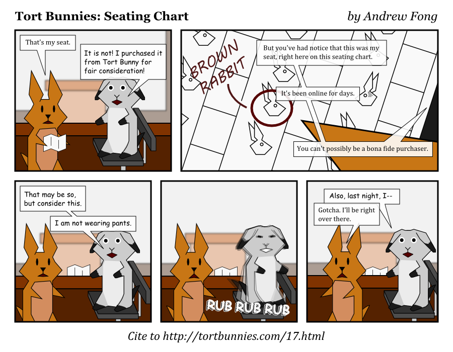 Do you have a flag? No flag, no seat! Tort Bunnies comic strip