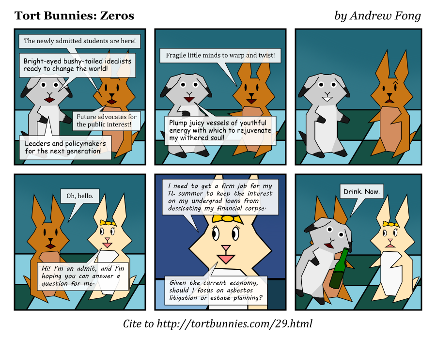 If you hold that bottle up to your ear, you can hear Negligent Lop's withered soul singing the blues. Tort Bunnies comic strip
