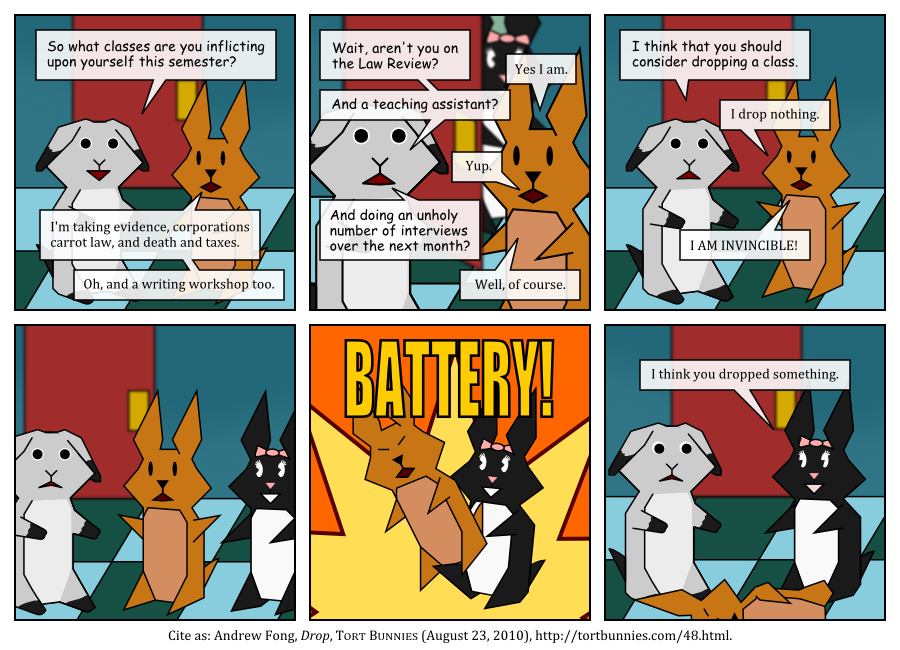 I think you dropped a pair of things actually. Tort Bunnies comic strip