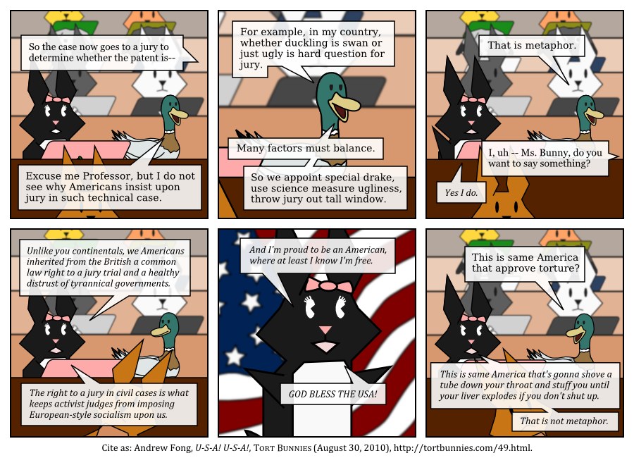 In Soviet Russia, duck quacks you. Tort Bunnies comic strip