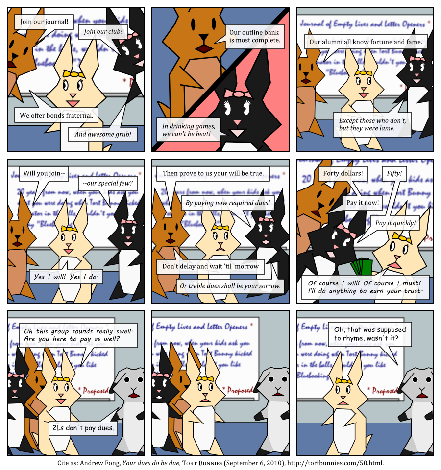 Prepare for trouble. Make it double! Tort Bunnies comic strip