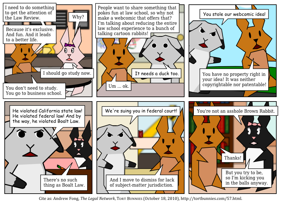This is self-referential title text. Tort Bunnies comic strip