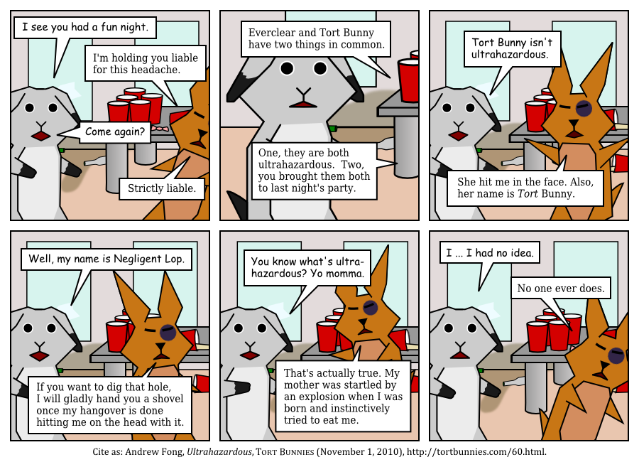 Yo momma jokes are ultrahazardous. Tort Bunnies comic strip