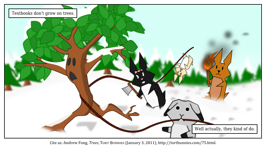 What a waste. We should burn fossil fuels to power our e-readers and iPads instead. Tort Bunnies comic strip