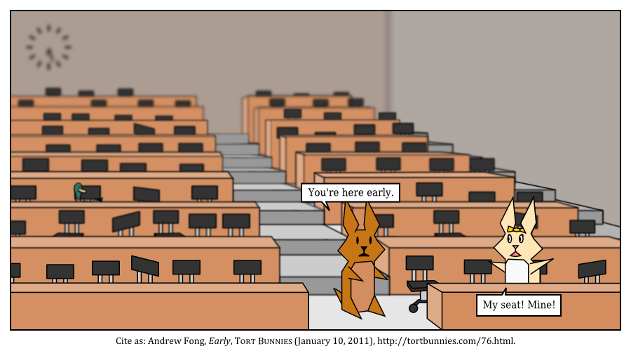 François has been there throughout break. Duckland doesn't have winter. Tort Bunnies comic strip