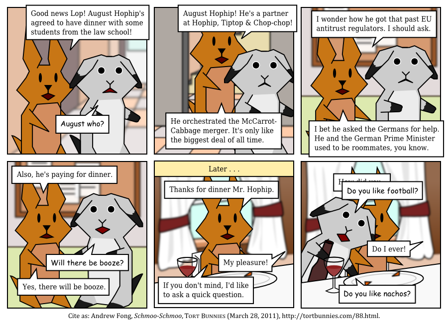 Why don't networking events have nachos? I think they need more nachos. Tort Bunnies comic strip
